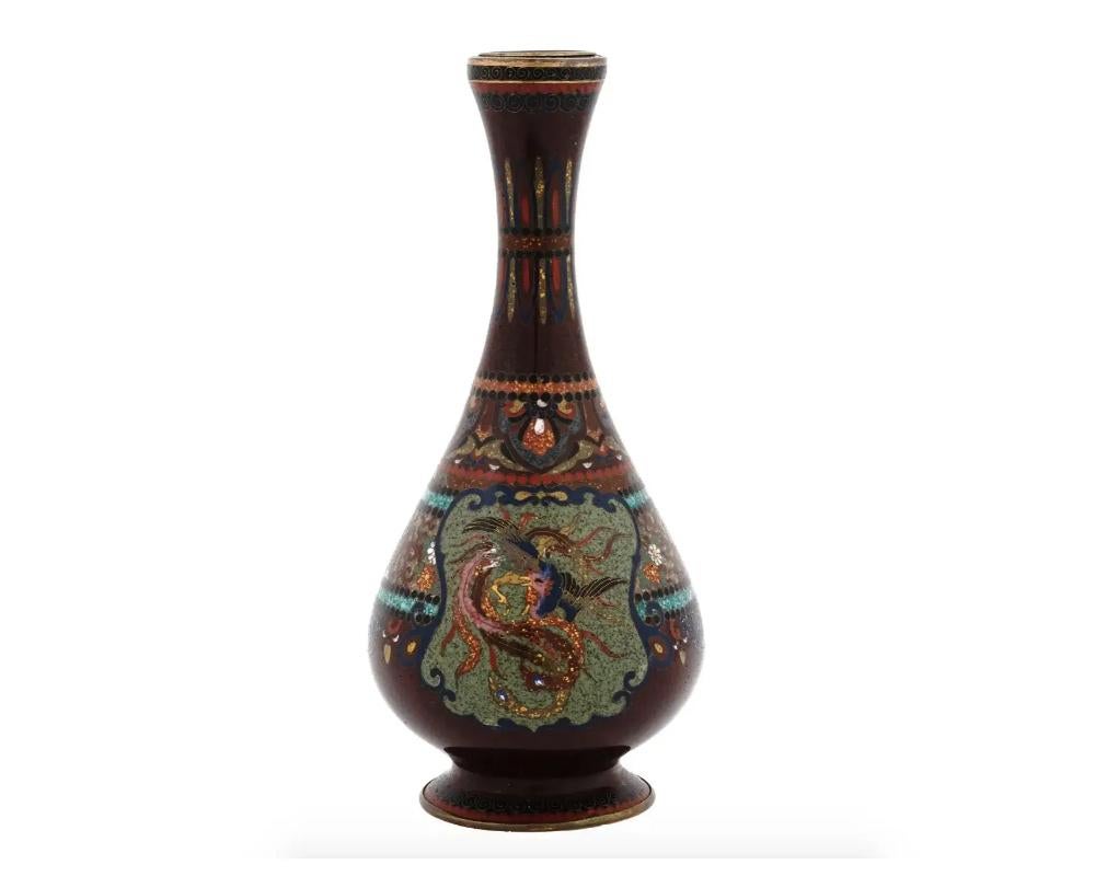 Antique Meiji Japanese Cloisonne Enamel Vase Egyptian Figure In Good Condition For Sale In New York, NY