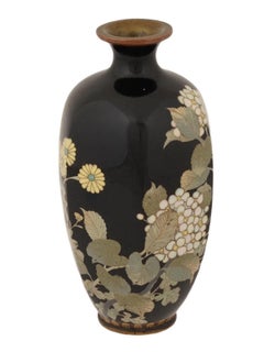 Antique Japanese Cloisonne Enamel Hydrangea Vase Meiji Period