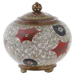 Antique Japanese Cloisonne Enamel Lidded Jar