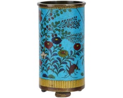 Used Japanese Cloisonne Enamel Meiji Brush Pot with Bugs