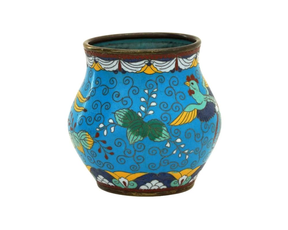 Antique Japanese Cloisonne Enamel Phoenix Vase In Good Condition For Sale In New York, NY