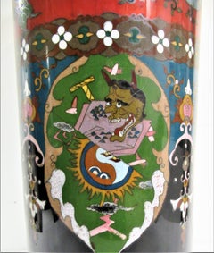 Antique Japanese Cloisonné Enamel Stick Stand