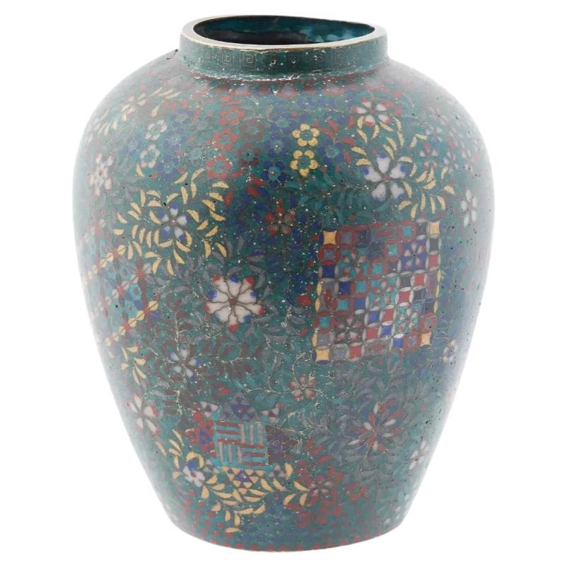 Antique Japanese Cloisonne Enamel Vase For Sale