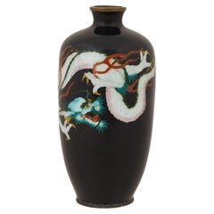 Antique Japanese Cloisonne Enamel White And Pink Dragon Vase