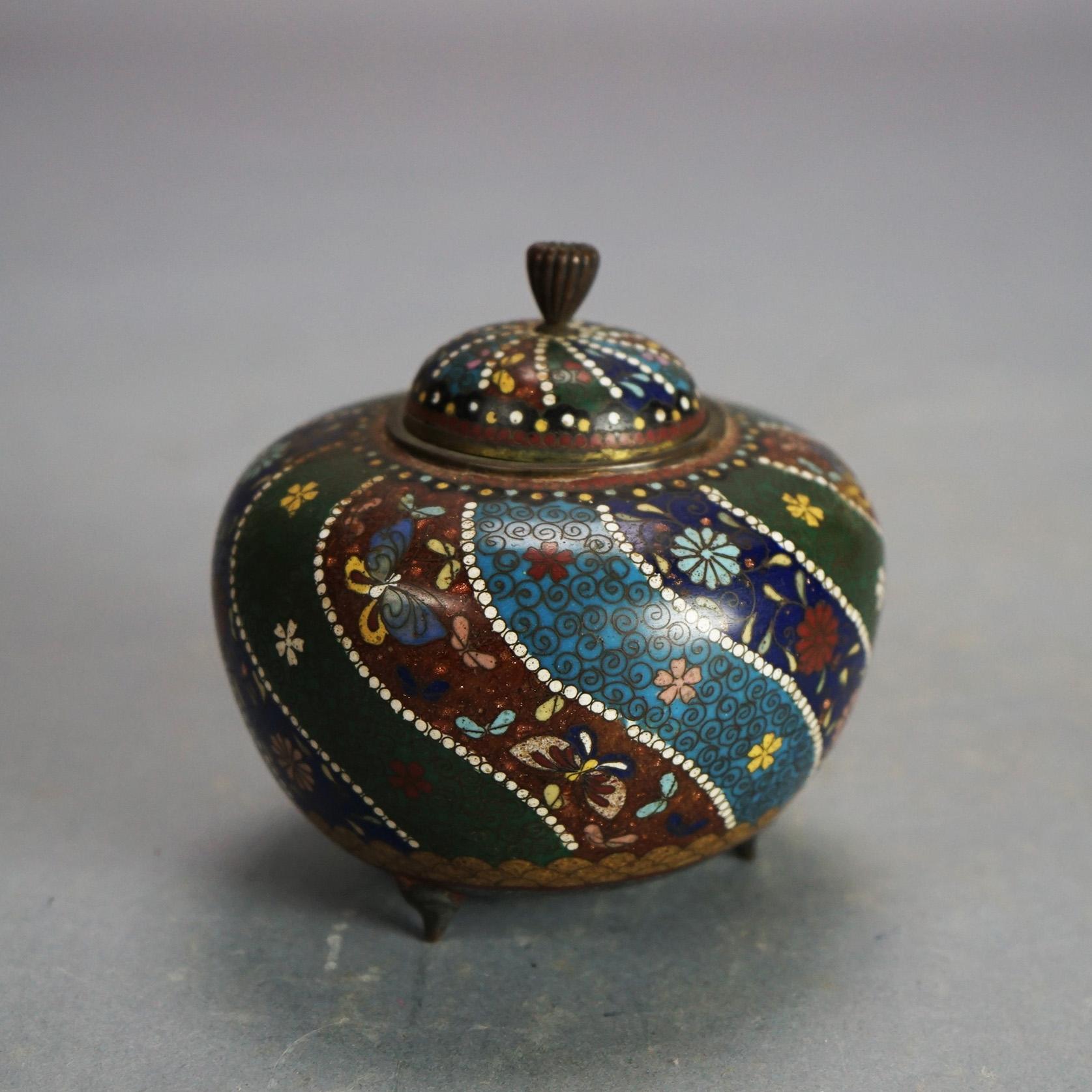Détecteur japonais ancien sur pied émaillé floral cloisonné C1920

Mesures - 4,5 