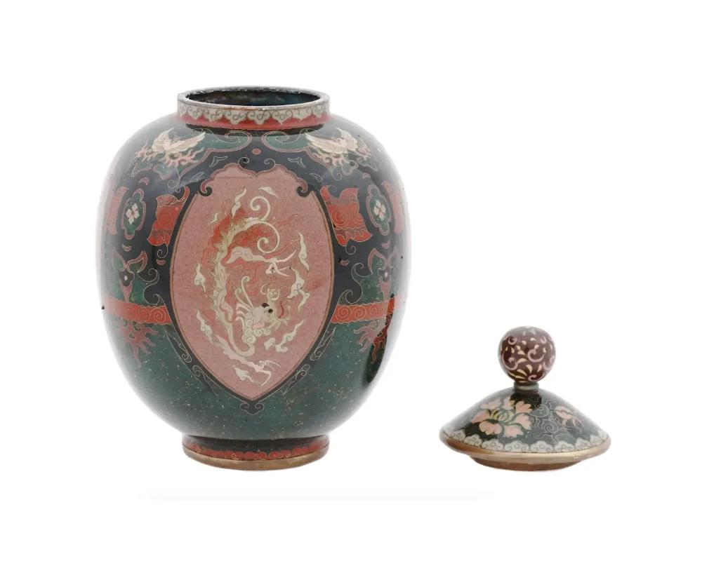 Antique Japanese Cloisonne Meiji Goldstone Enamel Censer Koro with Dragons For Sale 1