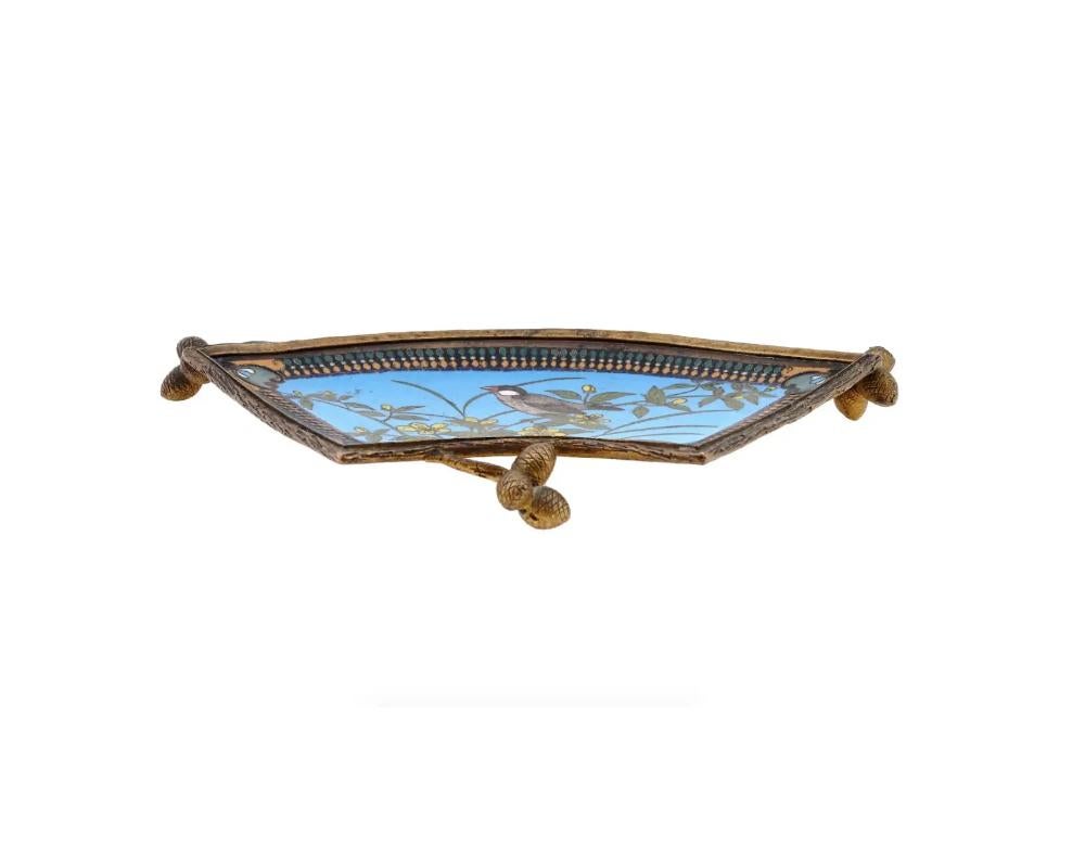 Antique Japanese Cloisonné Meiji Tray in Ormolu Mounting by Alphonse Giroux In Good Condition For Sale In New York, NY