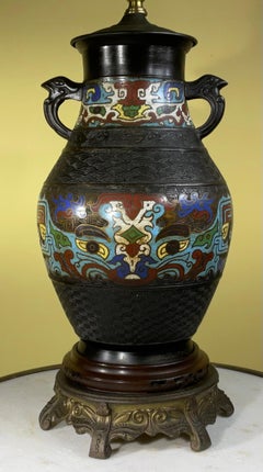 Antique Japanese Cloisonne Table Lamp