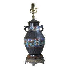 Lámpara de mesa japonesa antigua de cloisonné