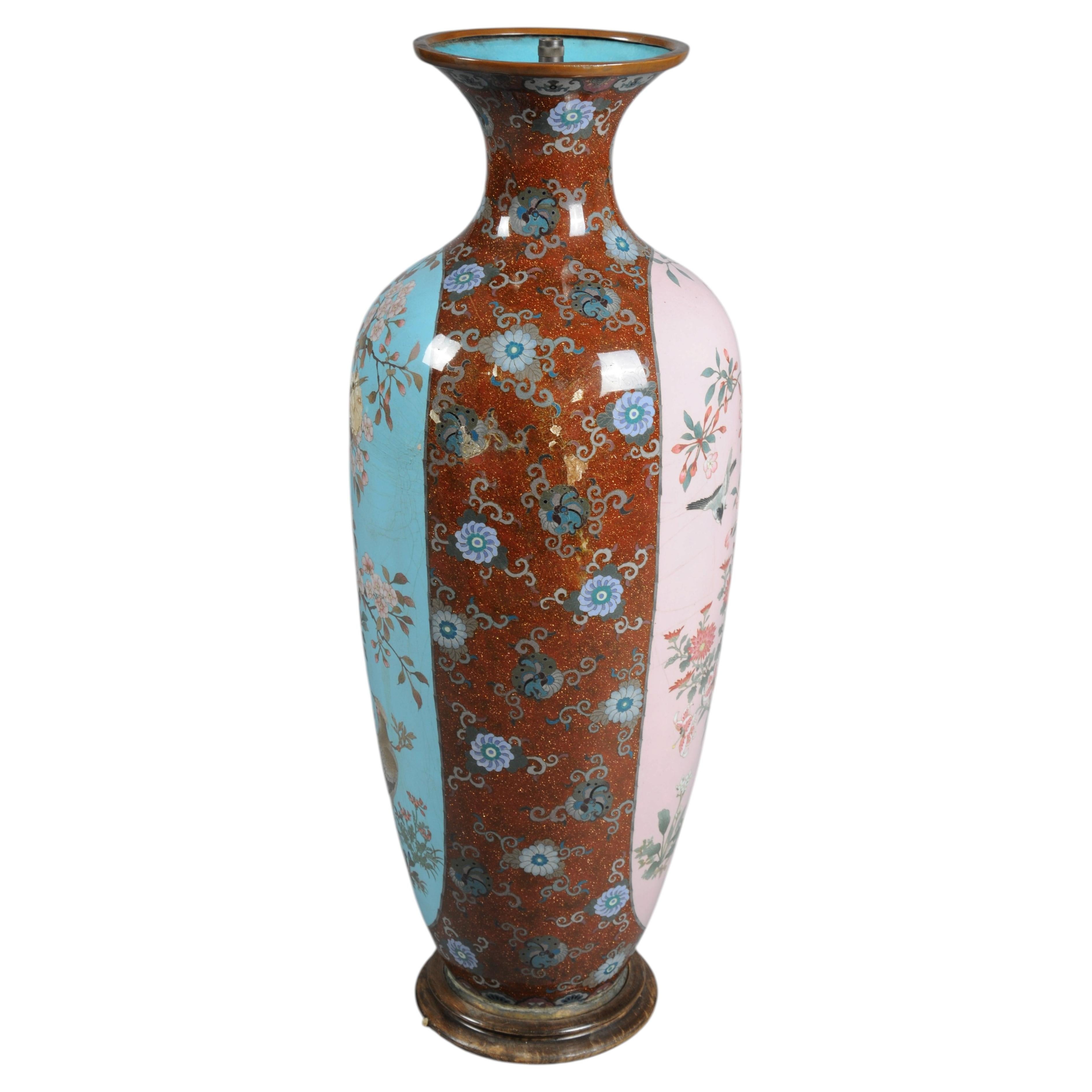 Antike japanische Cloisonné-Vase aus der Meiji-Zeit, Emailleverzierung, 19. Jahrhundert