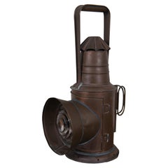 Antique Japanese Copper Bullseye Railway Boat Lantern Police Signal Oil Lamp 13"
