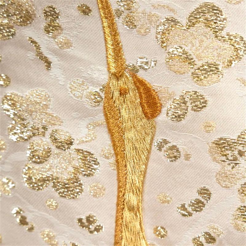Antique Japanese Cream Silk Brocade Uchikake Gold Embroidered Kimono, Framed 3