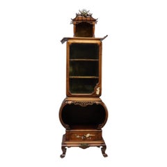 Antique Japanese Dai-Nippon Carved Mahogany & Bone Vitrine With Mahogany c1890