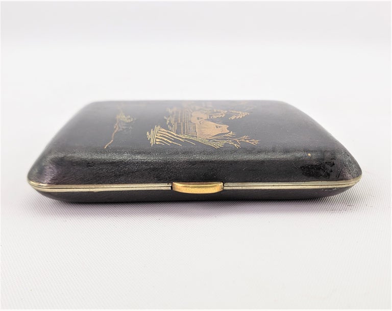 Antique Japanese Damascene Komai Styled Yellow Gold Decorated Cigarette