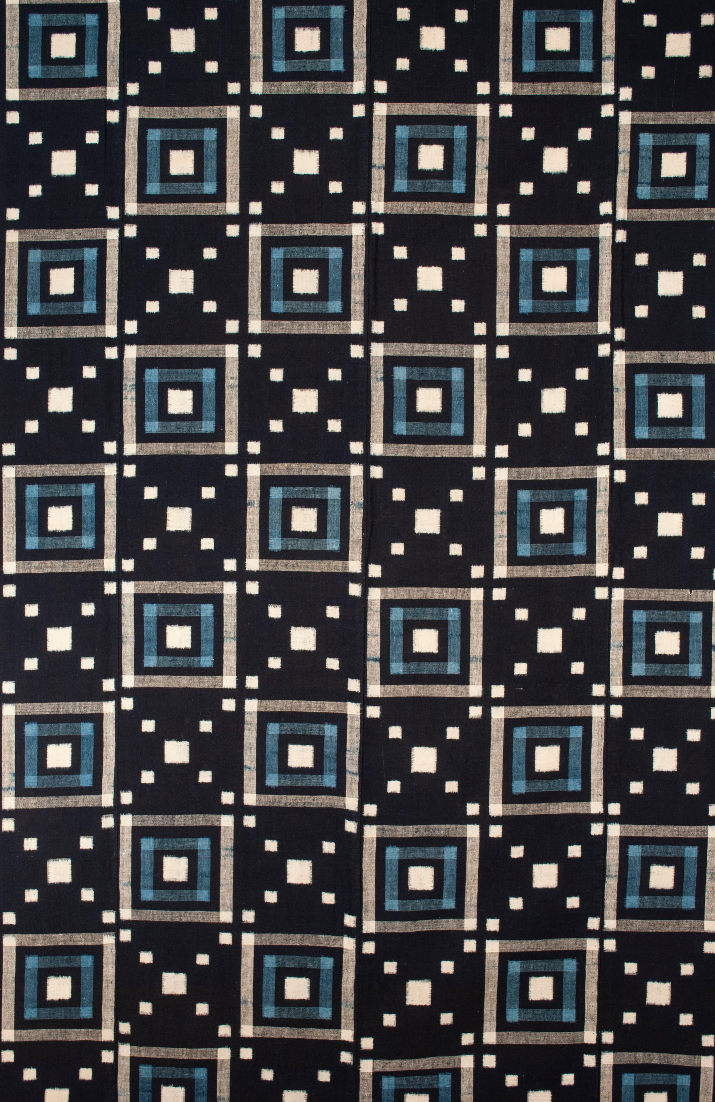 Taisho Antique Japanese Double-Ikat Futon Cover For Sale