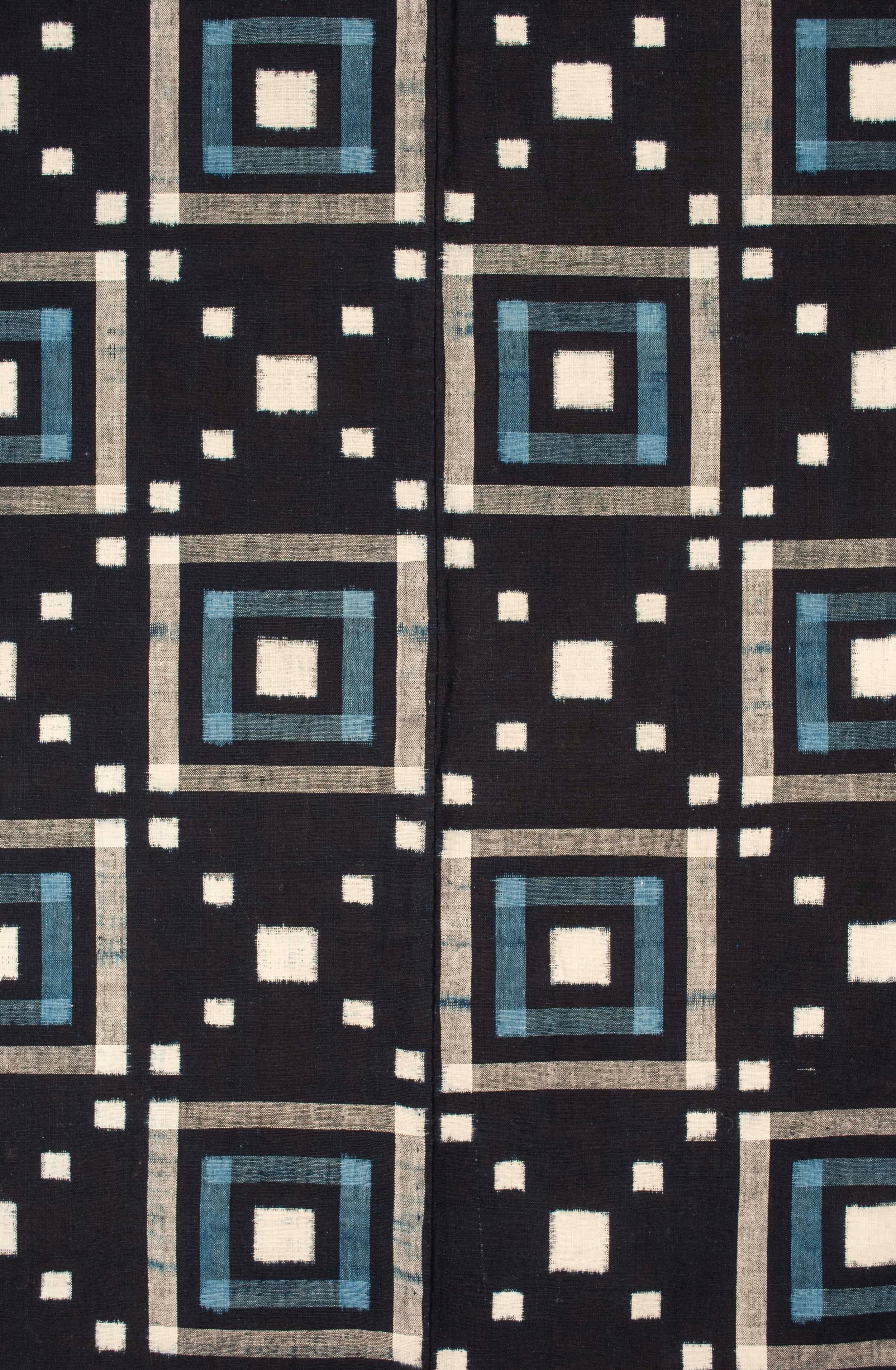 Hand-Woven Antique Japanese Double-Ikat Futon Cover For Sale