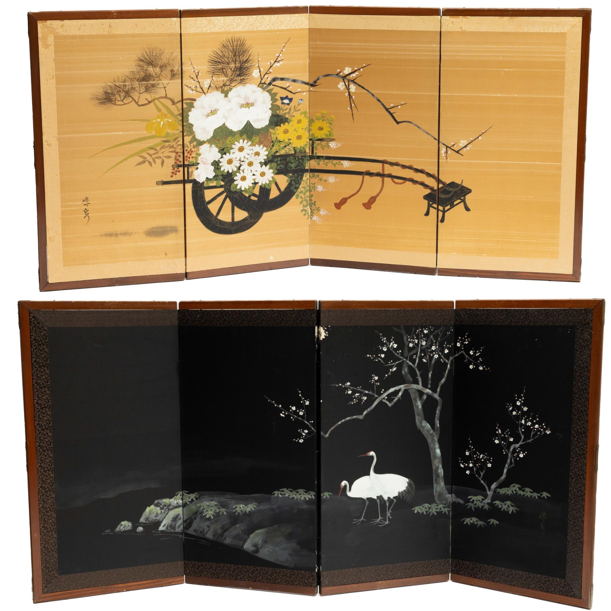 A super nice Meiji period 19th or early 20th c Japanese Chamber Screen. Two sided decoration. Also usuable as wall mounted screen. 

Stunning piece!

120 x 61cm