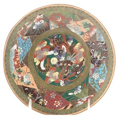 Antique Japanese Dragon Cloisonne Enamel Plate