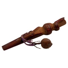 Antique Japanese Edo Carved Wooden Rare Cigarette Holder Snake