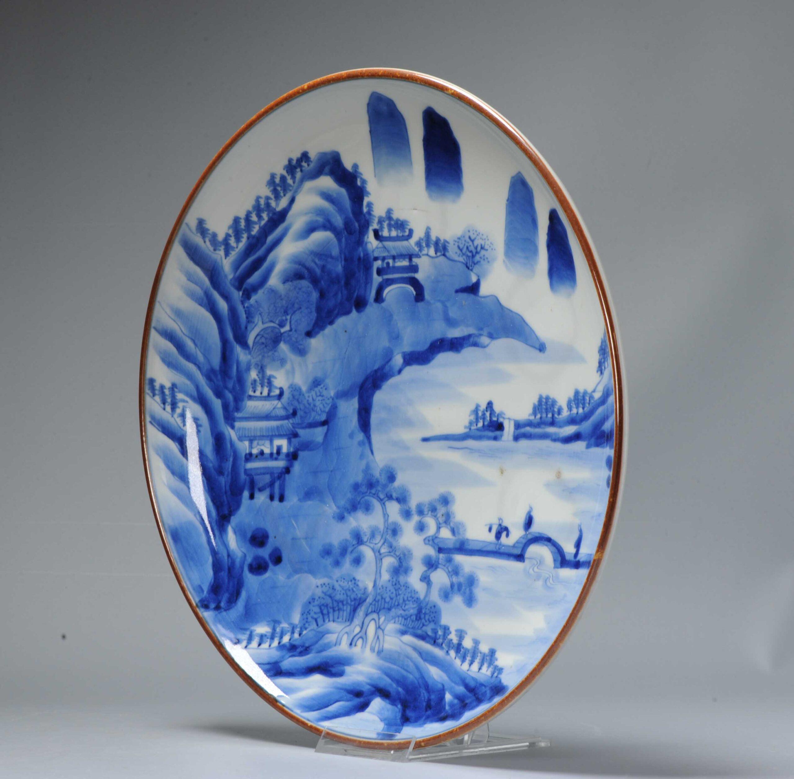 Antiguo Cargador Japonés Edo/Meiji Figuras Paisaje Montaña, Ca 1800 en Bueno estado para la venta en Amsterdam, Noord Holland
