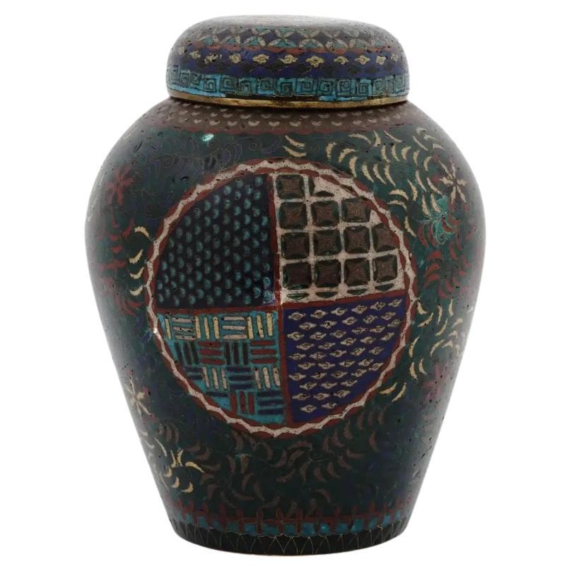 Antique Japanese Edo Period Cloisonne Enamel Jar For Sale