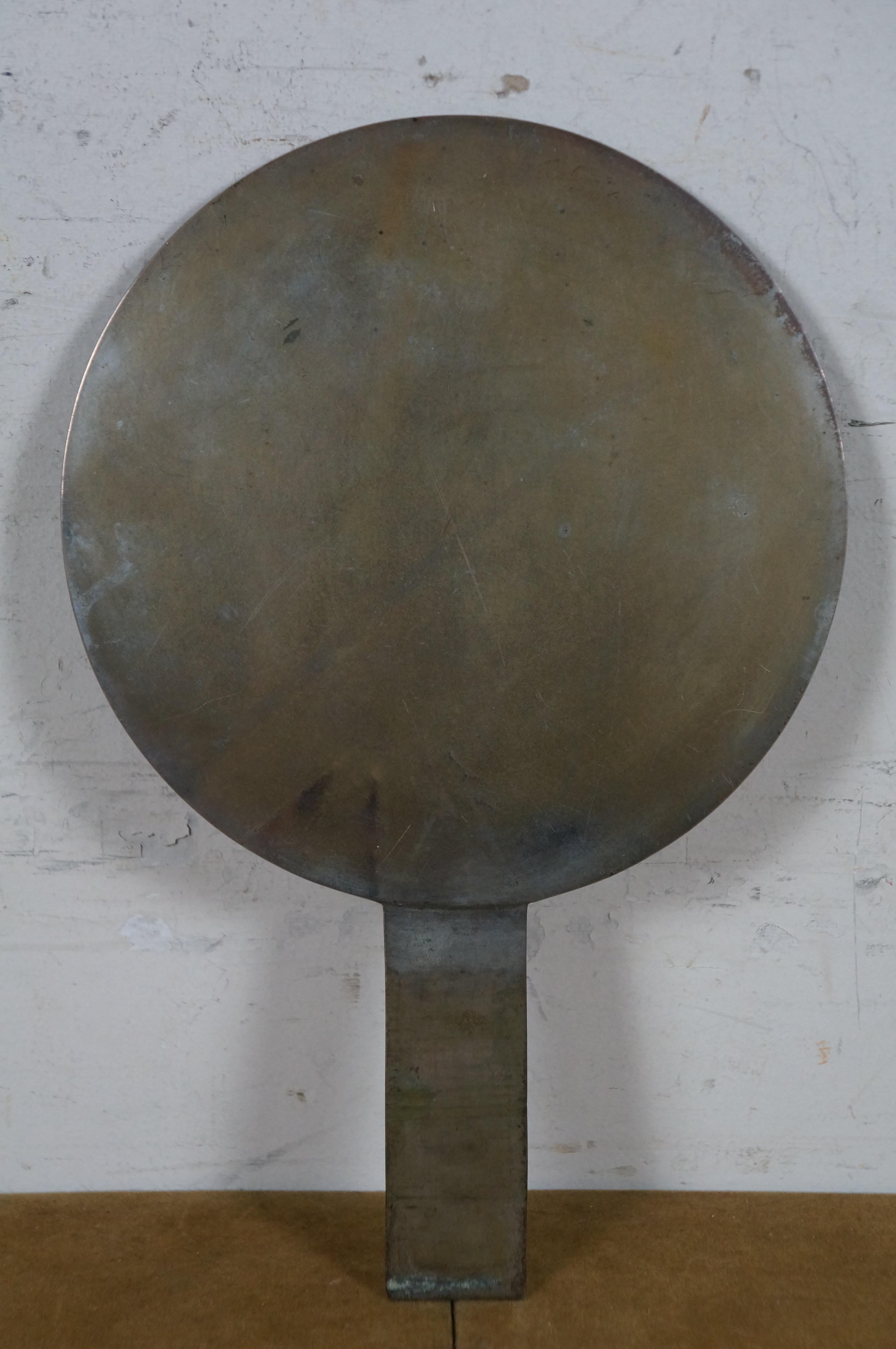 19th Century Antique Japanese Edo Period Kagami Bronze Hand Mirror Cranes Gnarled Pine 11