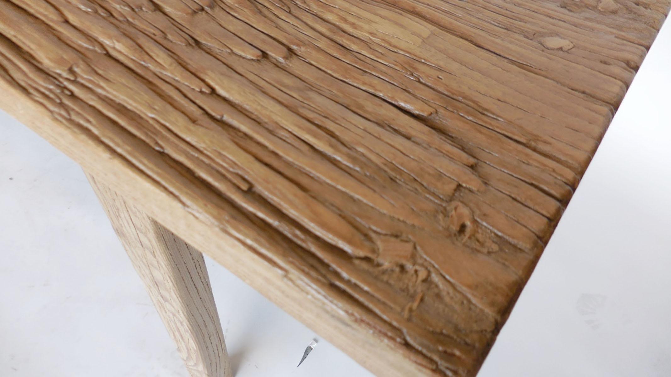 Antique Japanese Elm Wood table with Tapered Legs In Distressed Condition In Los Angeles, CA