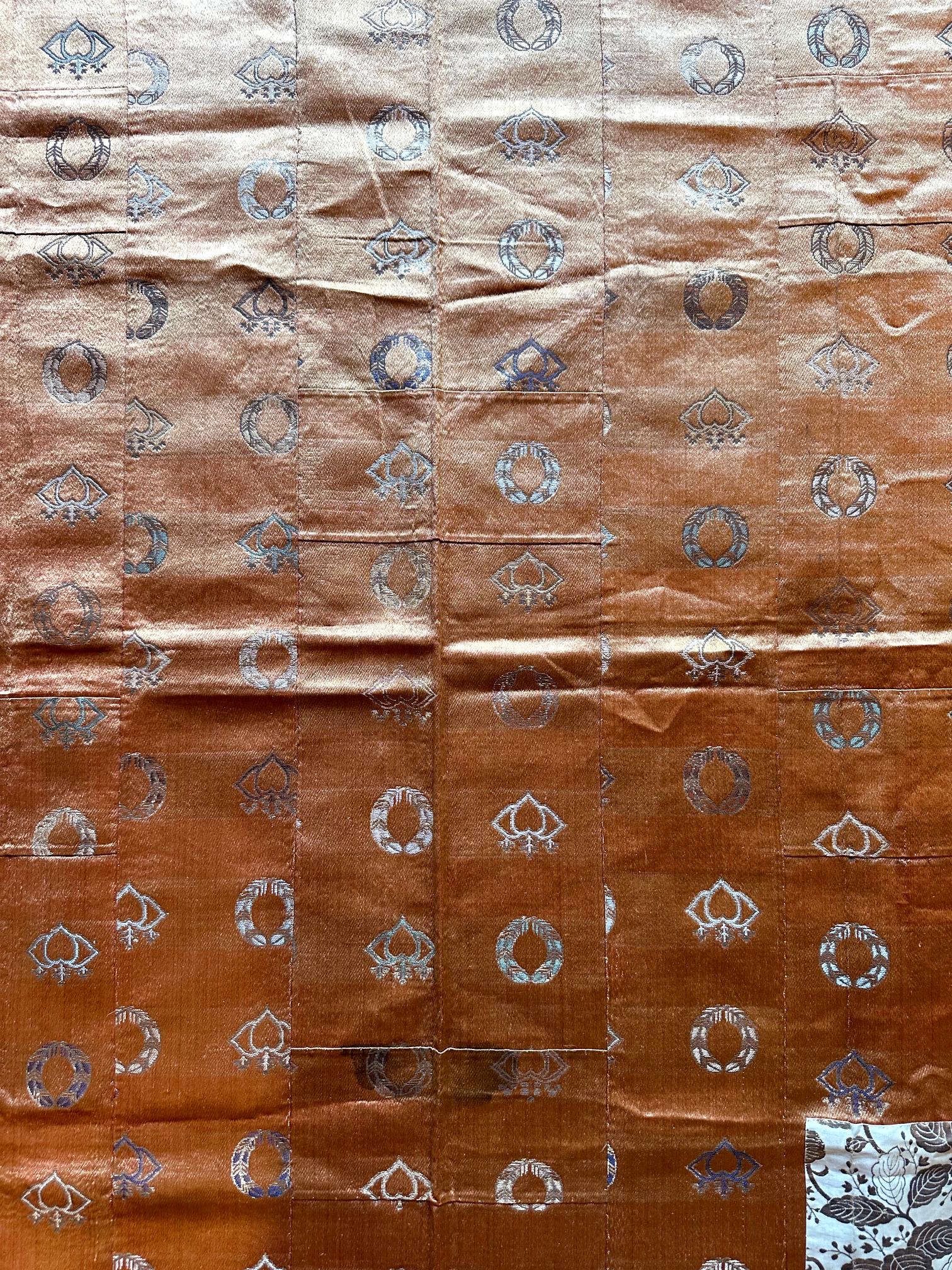 Antigua Túnica de Monje Kesa Japonesa de Seda Bordada Periodo Edo en venta 4