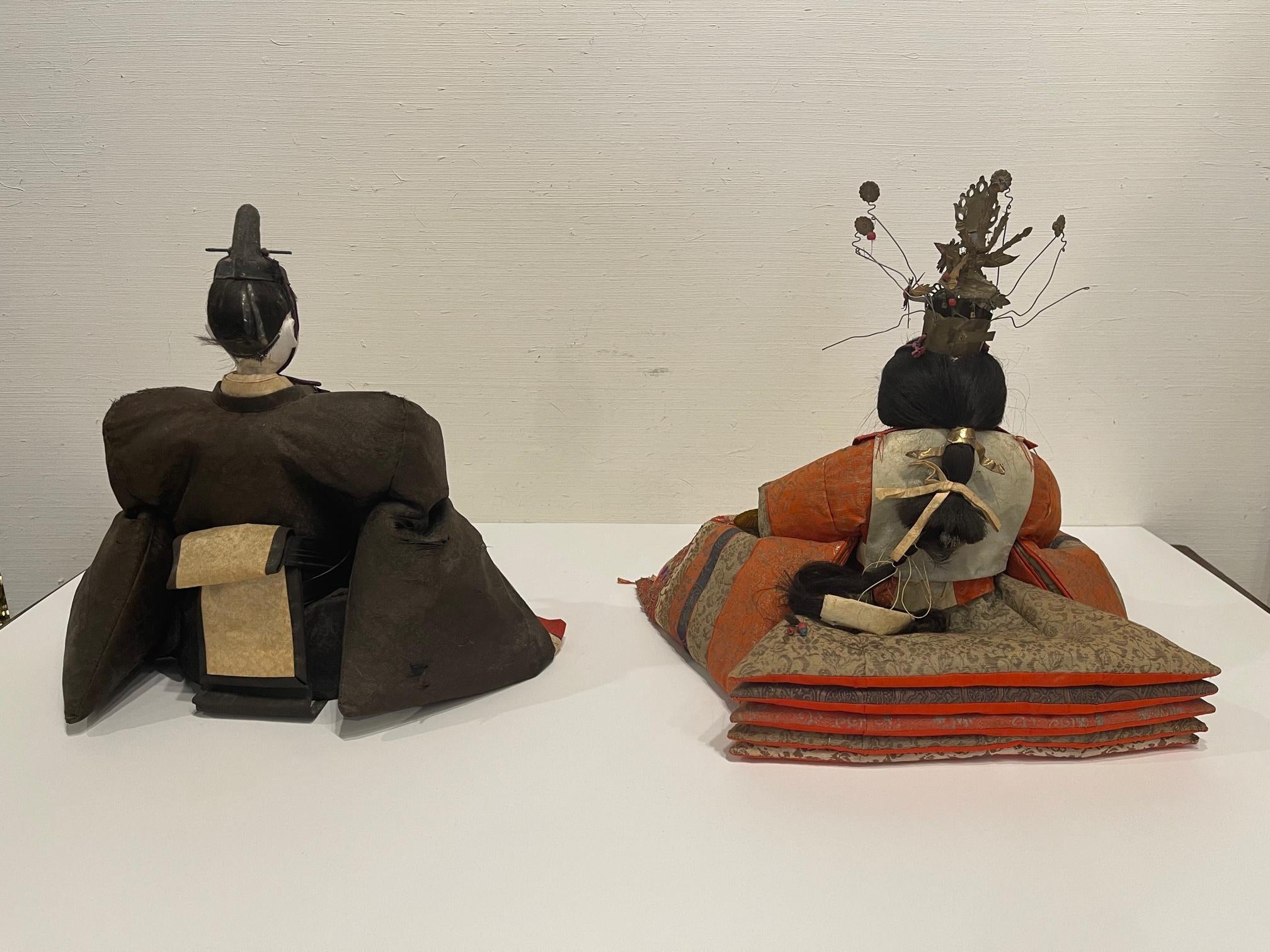 Meiji Antique Japanese Emperor and Empress Figures, Meji Period, Late 19th Century