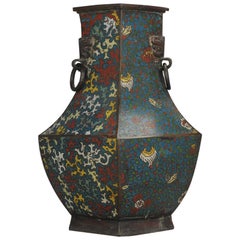 Antique Japanese Enamel Bronze Vase Archaic Vessel Japan, Edo or Meiji Period
