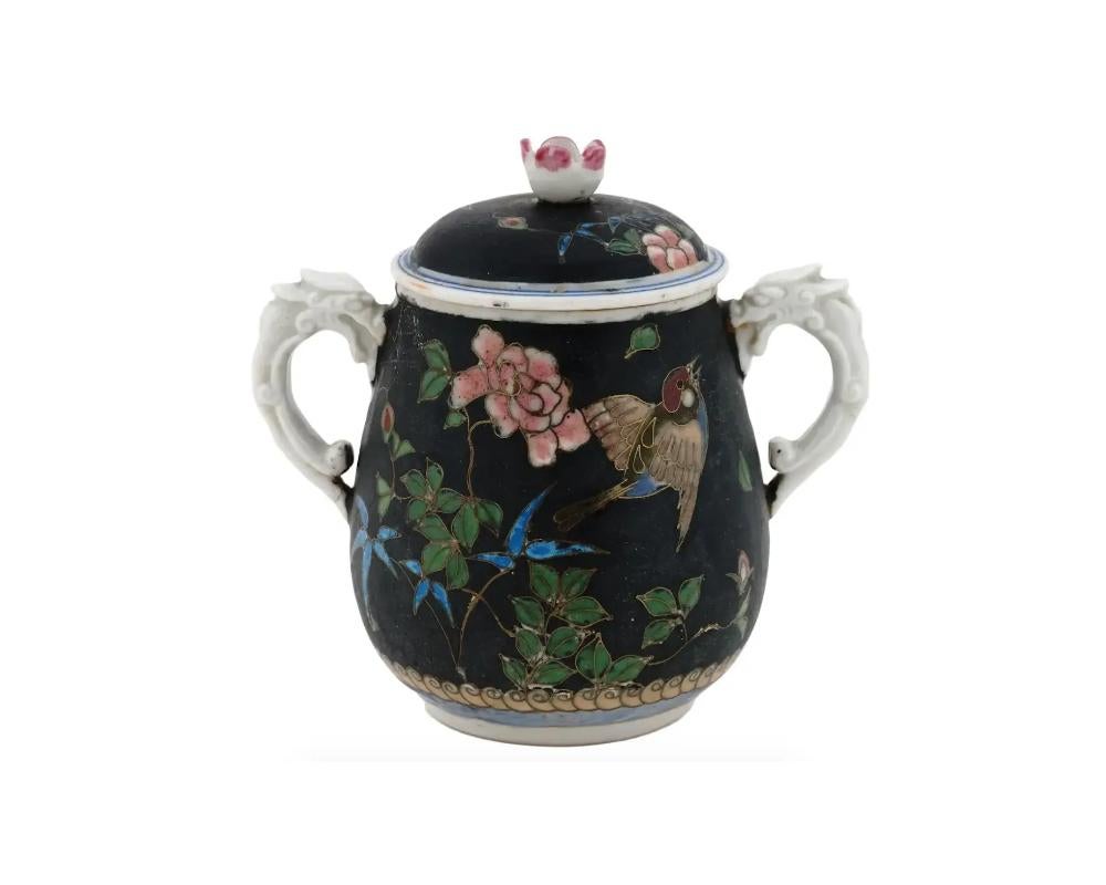 Rare Antique Japanese Cloisonne Enamel Porcelain Tea Set Totai Signed For Sale 1