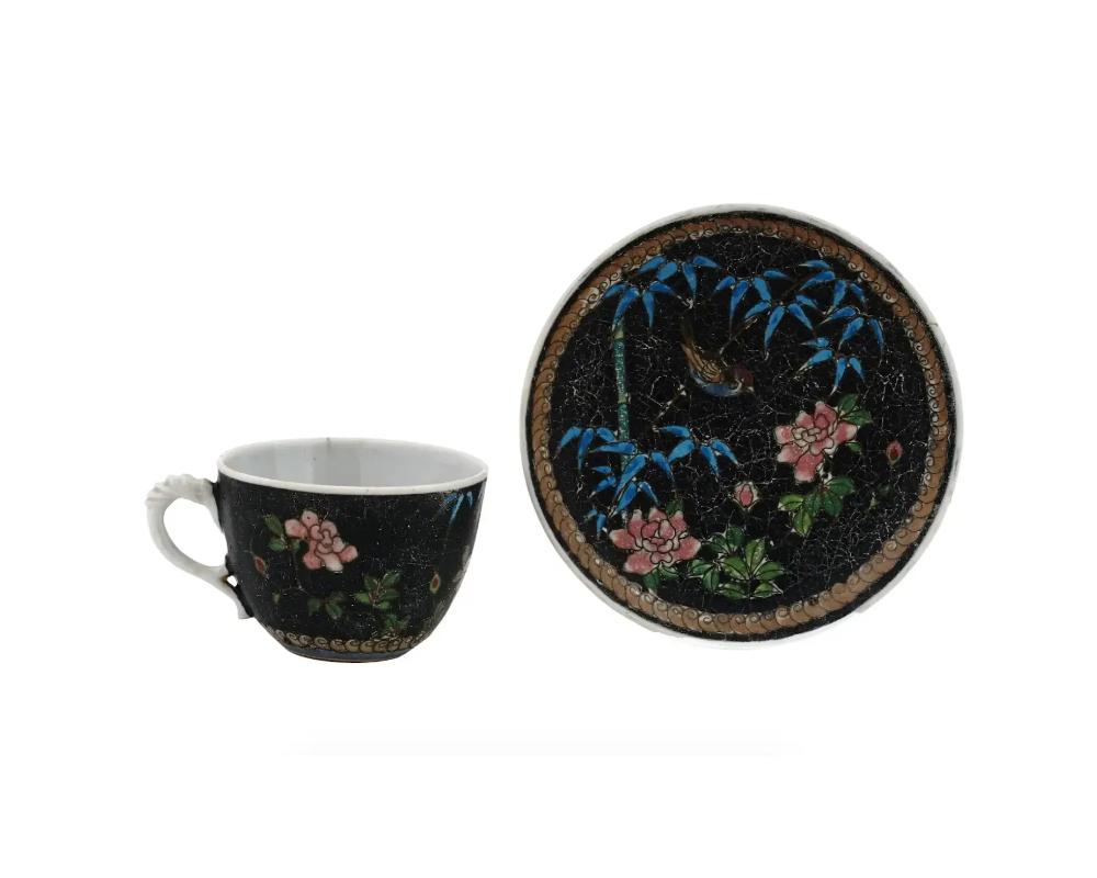 Service à thé japonais ancien rare en porcelaine émaillée cloisonnée signé Totai en vente 1