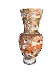 Antique Japanese export earthenware vase Satsuma Style Vase
