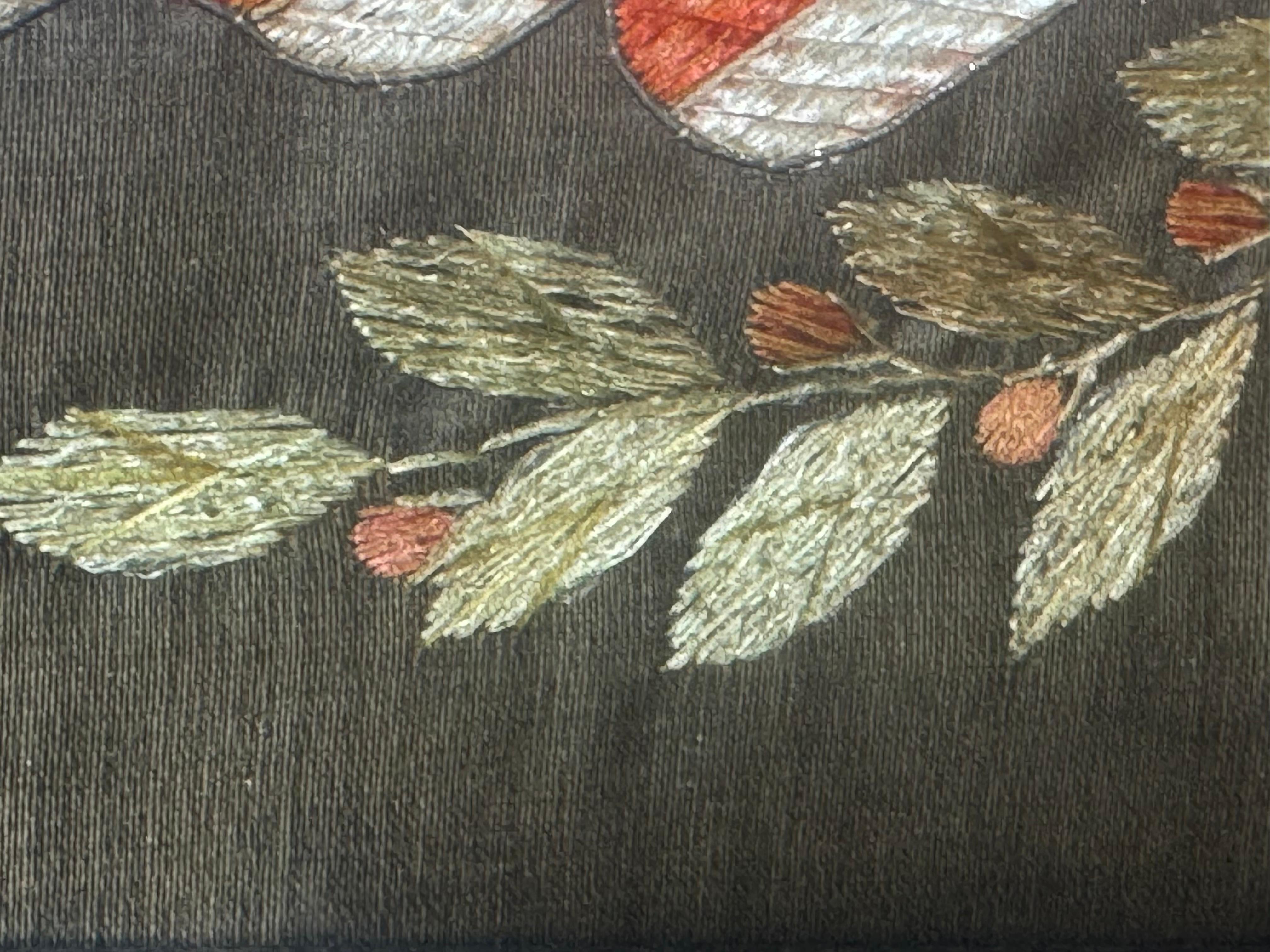 Japonisme Panneau patriotique américain ancien brodé en soie d'exportation japonaise en vente