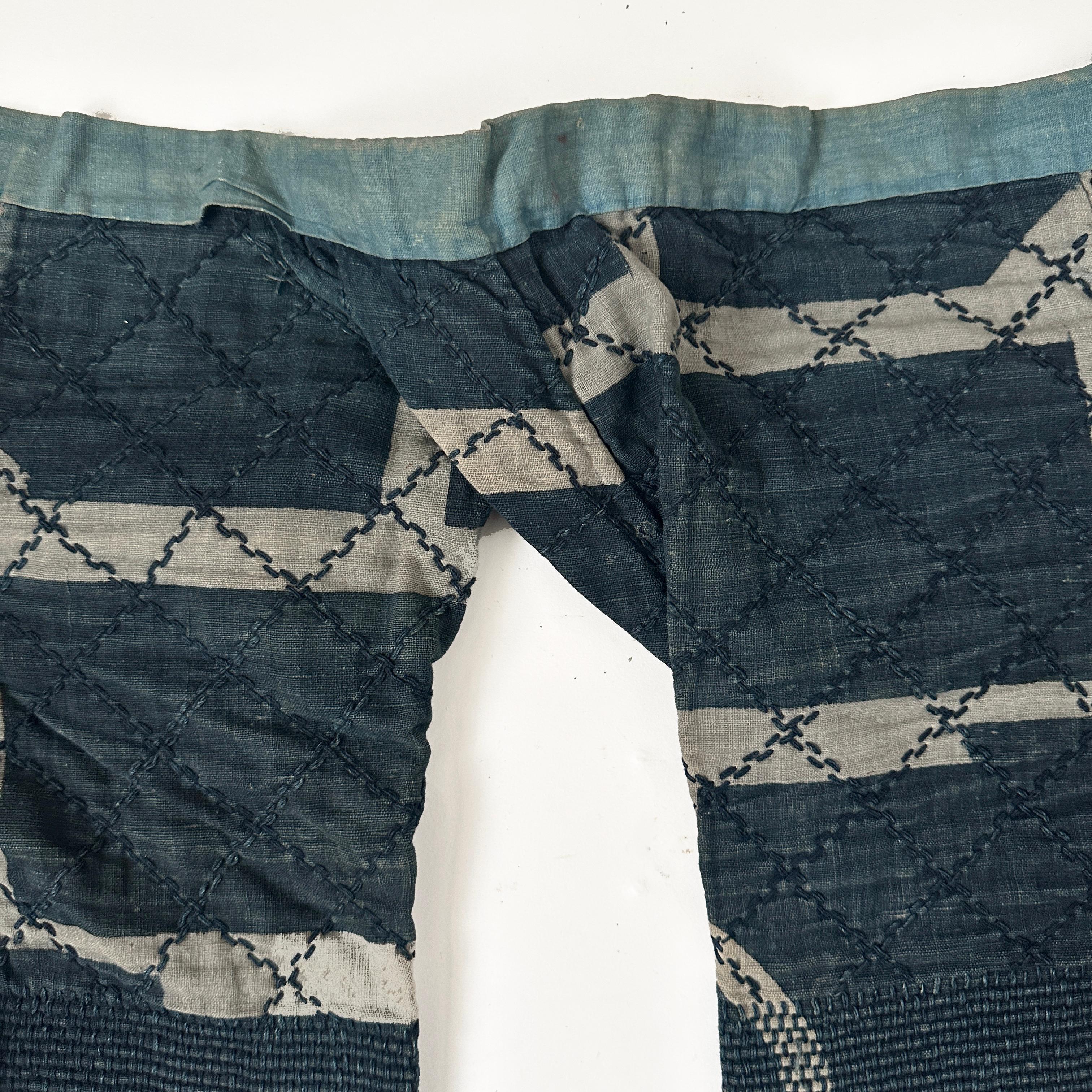 Dyed Antique Japanese Farmer's Pants, Indigo, Cotton, Meiji For Sale
