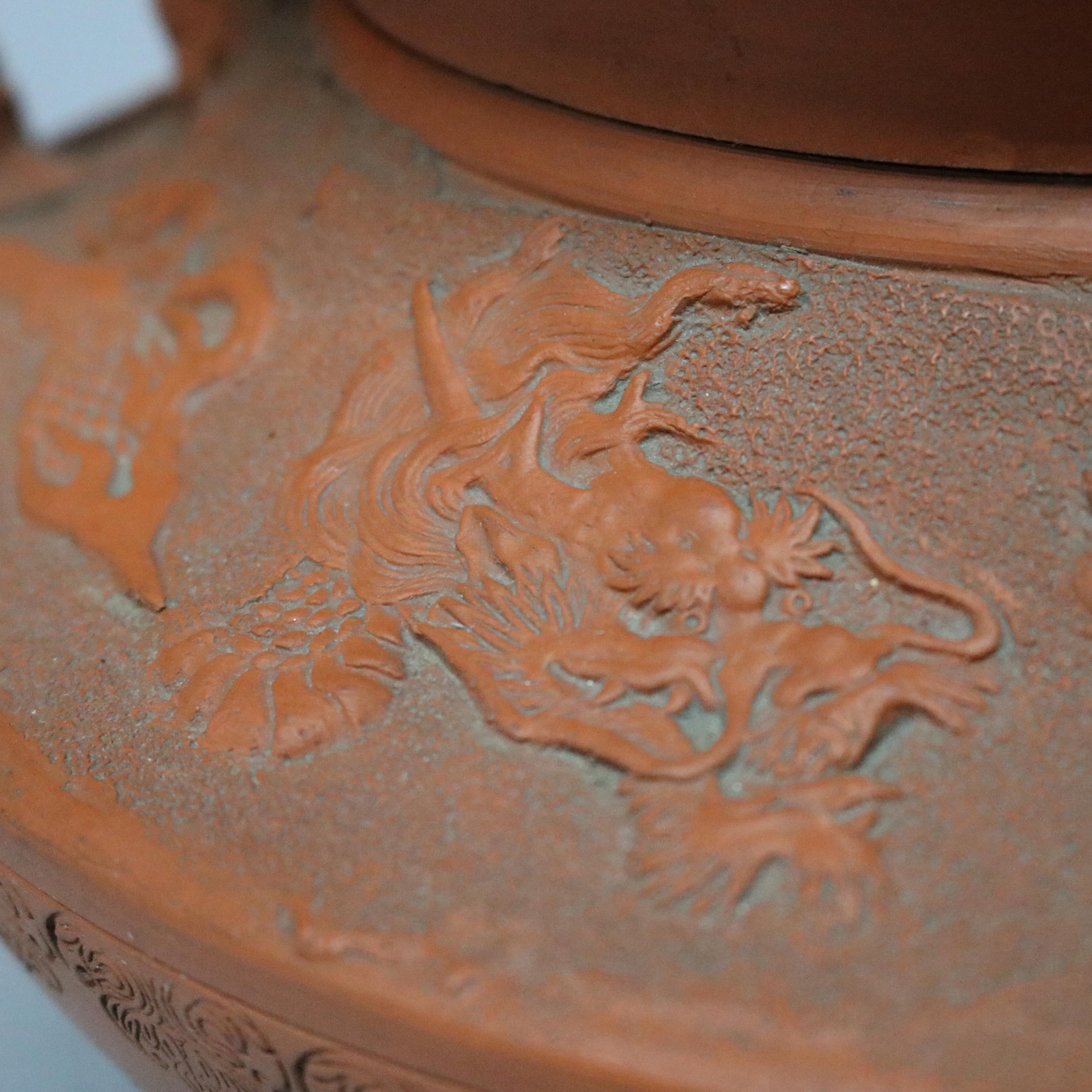 Antique Large Japanese Figural Terracotta Censor Urn, circa 1900 7