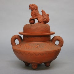 Antique Large Japanese Figural Terracotta Censor Urn, circa 1900