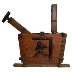 Antique Japanese Fireman's Water Bucket and Tools, Edo Period, 19th Century