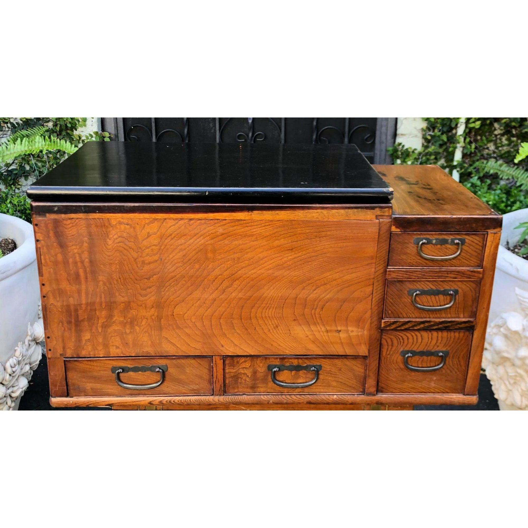 Antique Japanese Five Drawer Copper Lined Hibachi, circa 1870 1