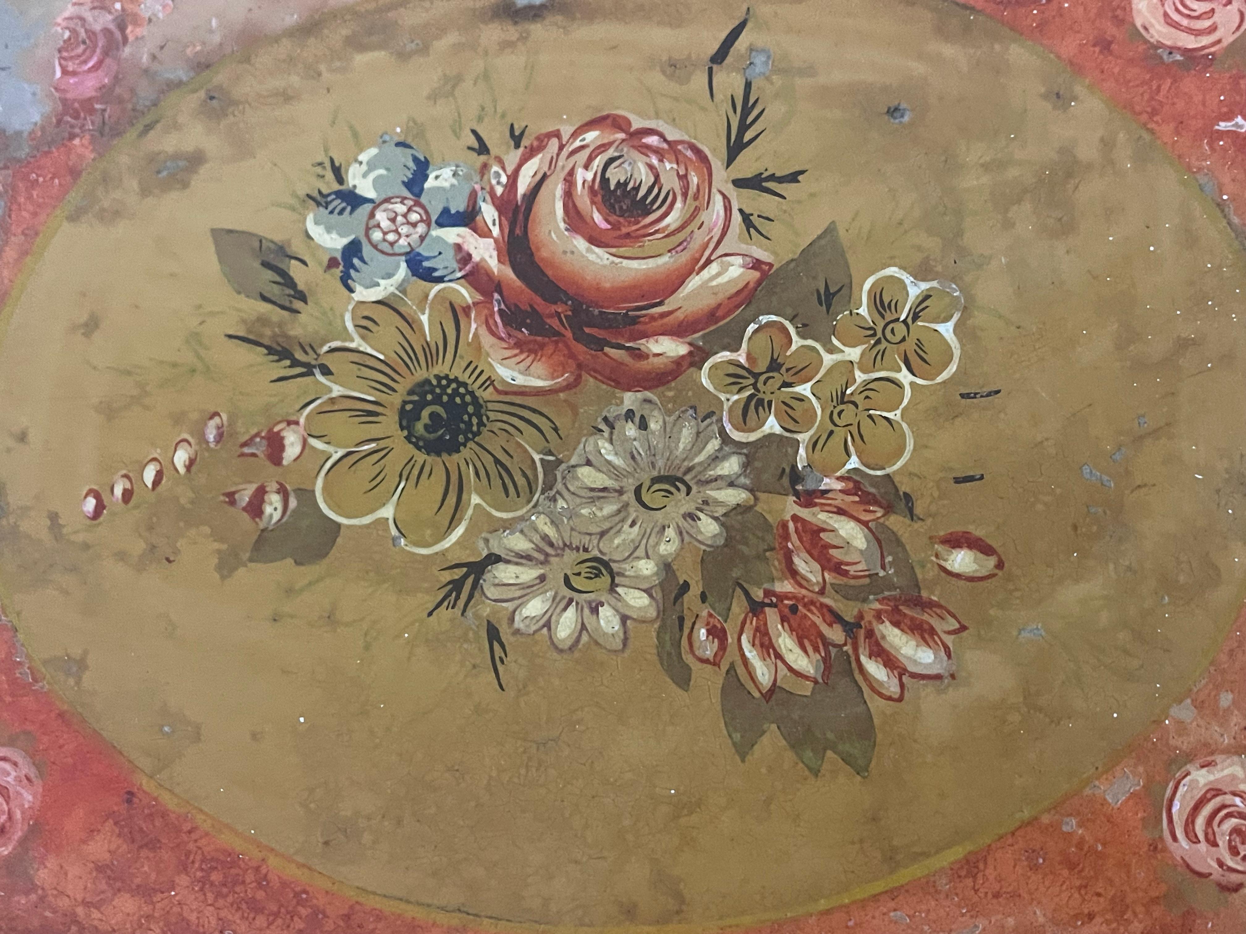 Classico americano Antico vassoio giapponese in legno con fiori in vendita