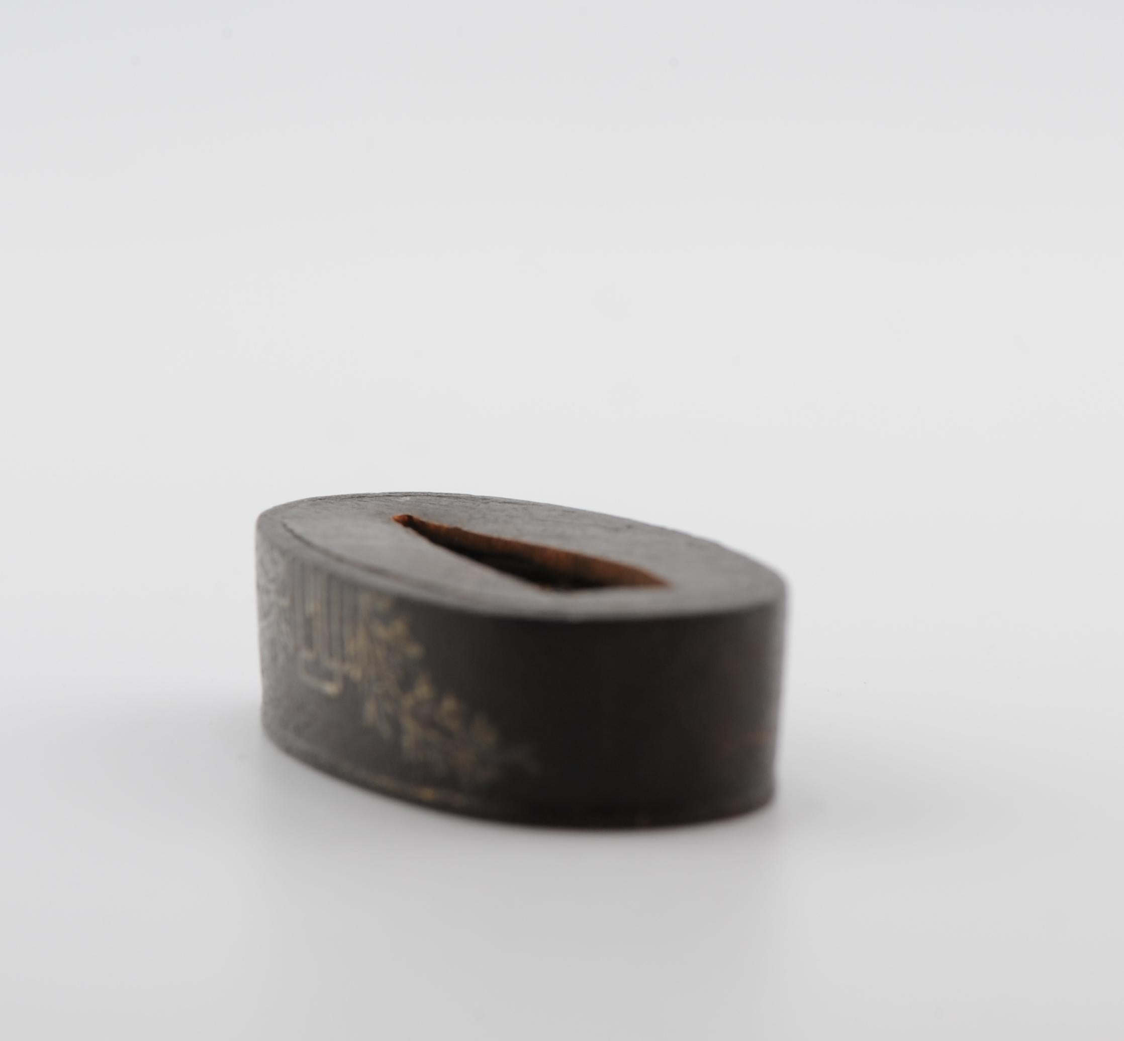 19th Century Antique Japanese Fuchi  Edo Period Branch Decoration For Sale