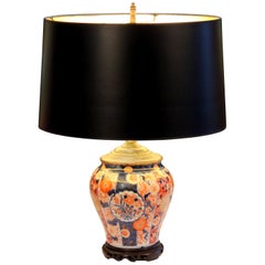 Antique Japanese Fukagawa Imari Porcelain Signed Vase Lamp