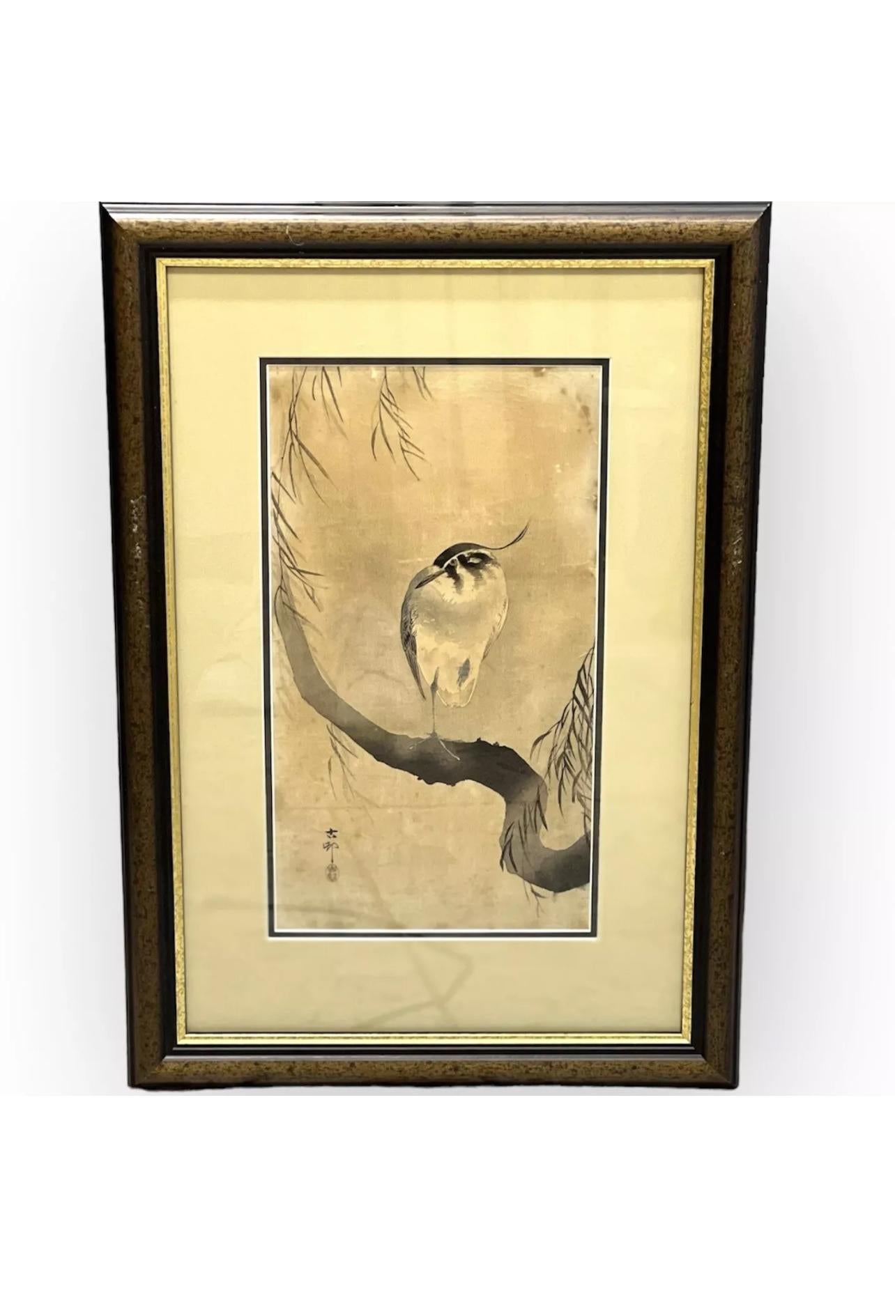 Antique Japanese genuine Woodblock print by Koson Ohara. Meiji period For Sale 3