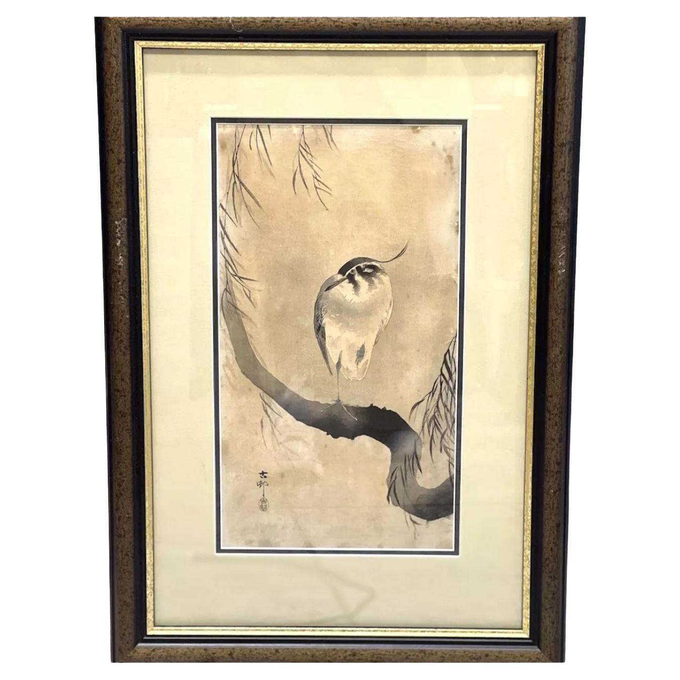 Antique Japanese genuine Woodblock print by Koson Ohara. Meiji period