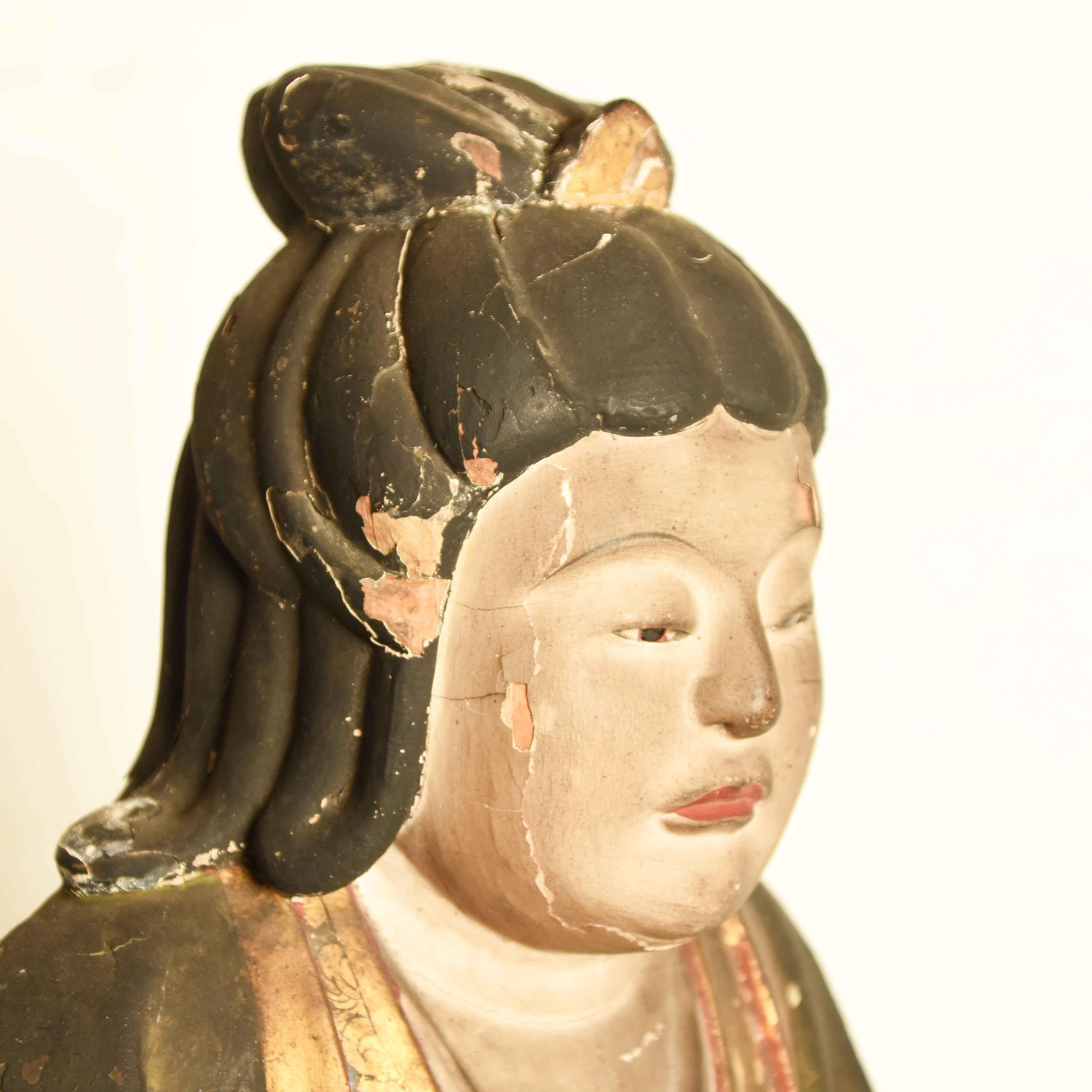 Antike japanische vergoldete Statue eines Shinto-G Götters, Momoyama-Periode im Angebot 5