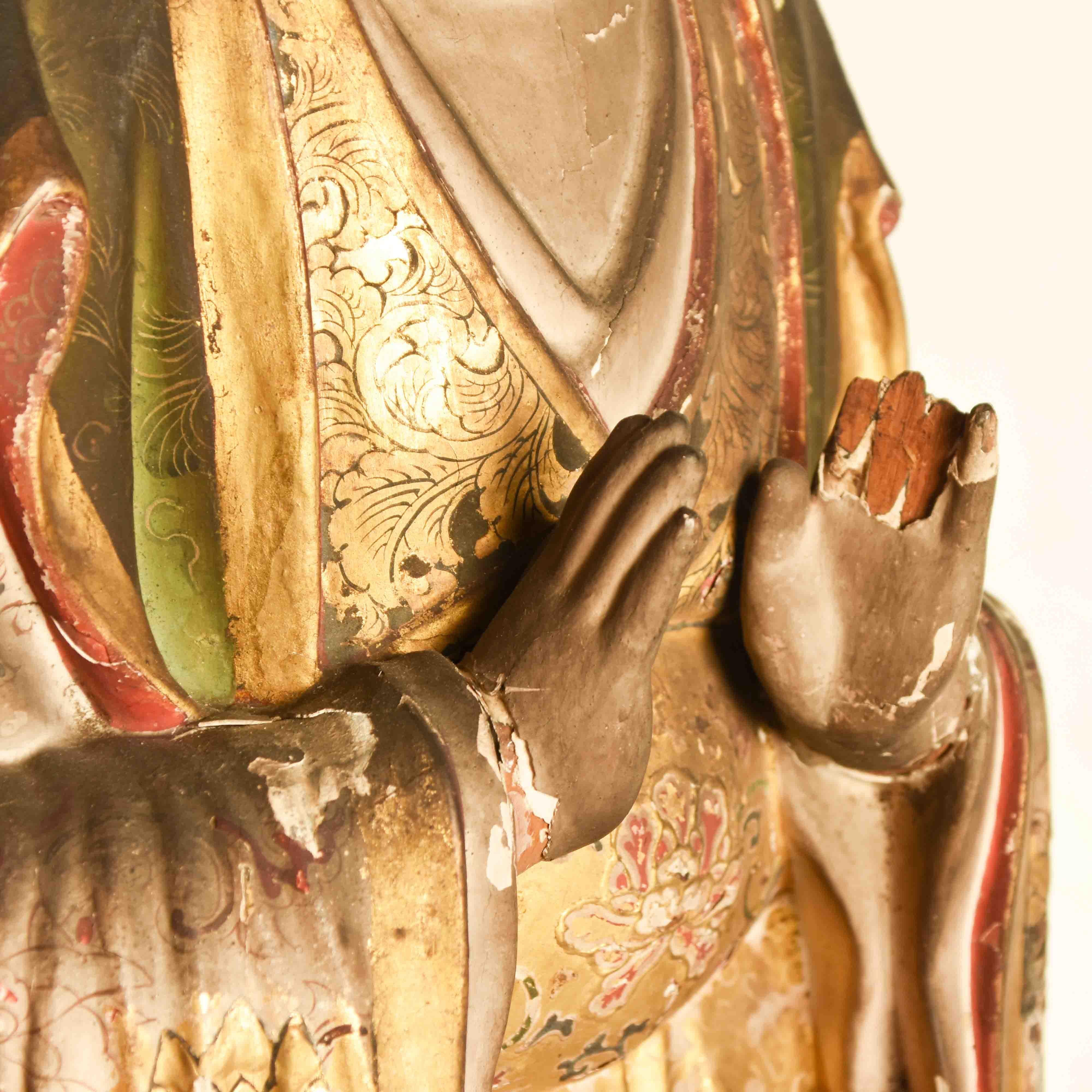 Antike japanische vergoldete Statue eines Shinto-G Götters, Momoyama-Periode im Angebot 6