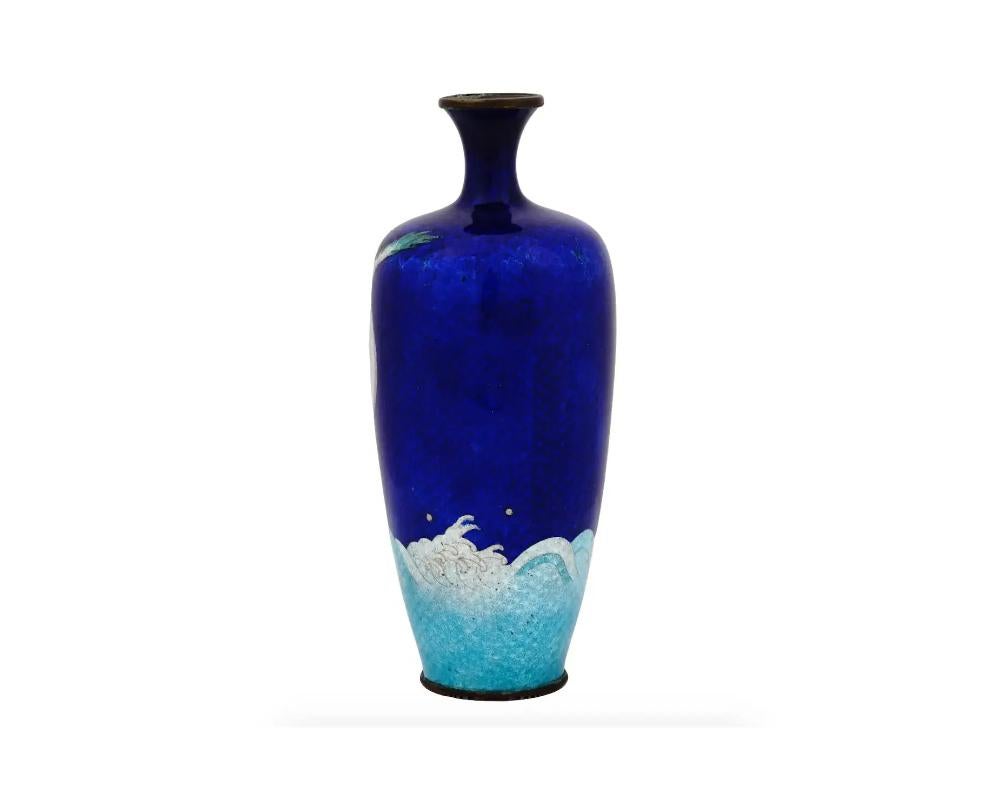Cloissoné Antique Japanese Ginbari Cloisonne Enamel Dragon Vase For Sale