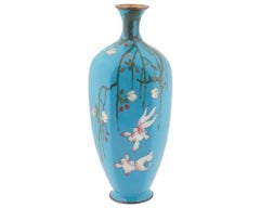 Antique Japanese Ginbari Cloisonne Enamel Vase