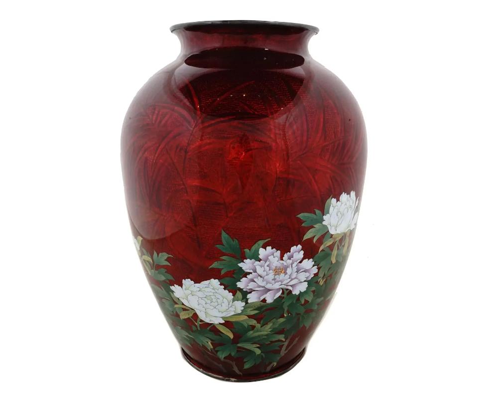 Meiji Antique Japanese Ginbari Oxy Blood Cloisonne Vase