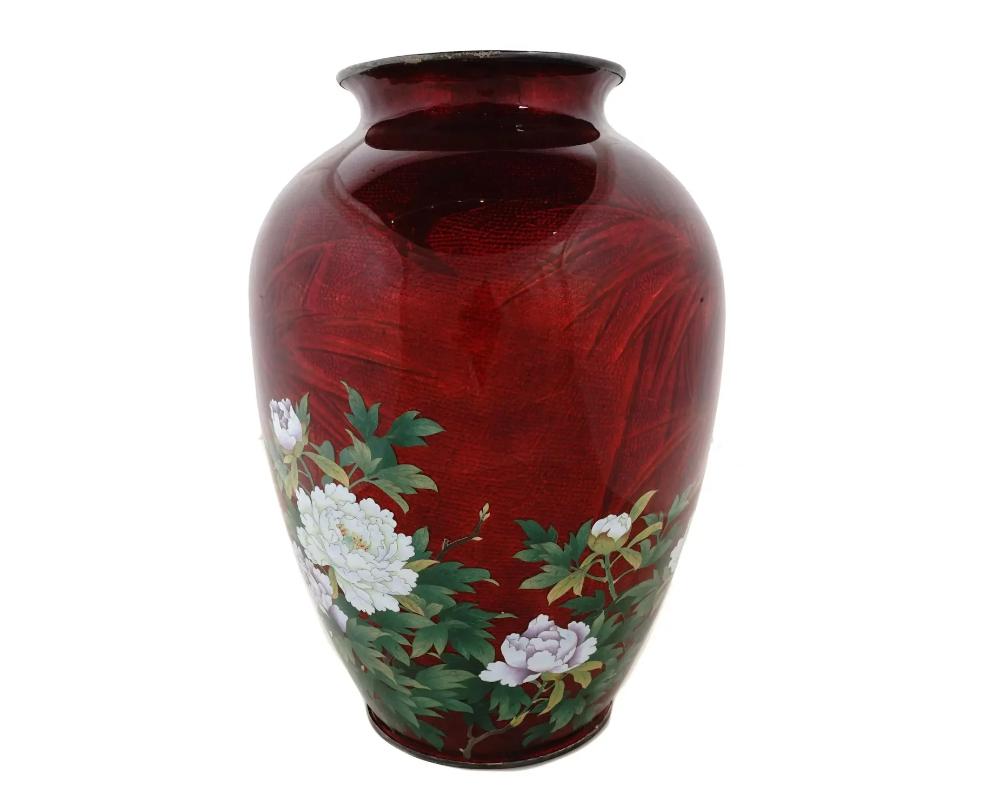 Unknown Antique Japanese Ginbari Oxy Blood Cloisonne Vase